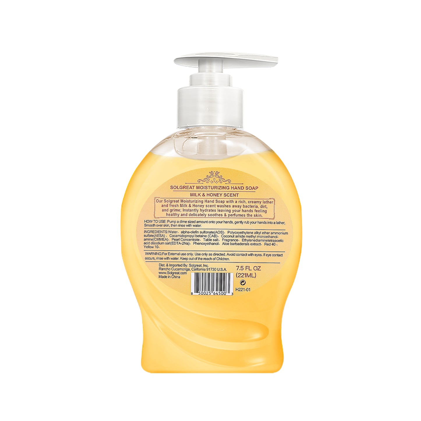 Solgreat MOISTURIZING HAND SOAP - MILK & HONEY SCENT