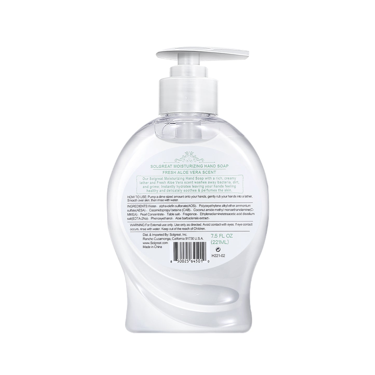 Solgreat MOISTURIZING HAND SOAP - FRESH ALOE VERA SCENT